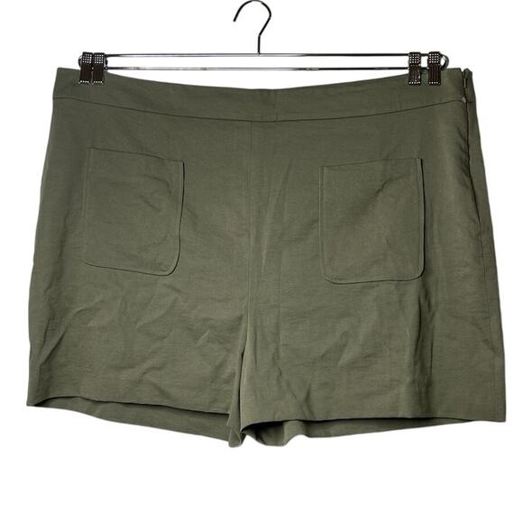 Leith High Waist Olive Green Shorts‎ Plus Size 4X - Picture 2 of 8